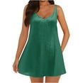 thumbnail image 6 of Women's Glitter Sequin Dress Spaghetti Strap V Neck Cocktail Party Sparkly Mini Dress Clubwear Green S, 6 of 8