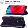 thumbnail image 3 of For Motorola MOTO G Stylus 5G (2021) Case, Magnetic Folio Butterfly Embossed Wallet Case, Premium Leather Wrist Strap Credit Card Holder Slots Kickstand Shockproof Cover, Purple, 3 of 5