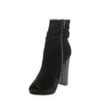 thumbnail image 3 of Chase & Chloe Ivy-1 Women's Ruched Zip High Stacked Heel Ankle Booties, 3 of 4
