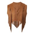thumbnail image 5 of Western Cowboy Vest Men Cropped Suede Tassel Fringe Vest 70s Hippie Open Front Cardigan Jacket Outerwear, 5 of 8