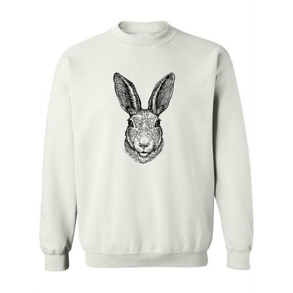 Rabbit Head Drawing Sweatshirt Women -Image by Shutterstock, Female Large