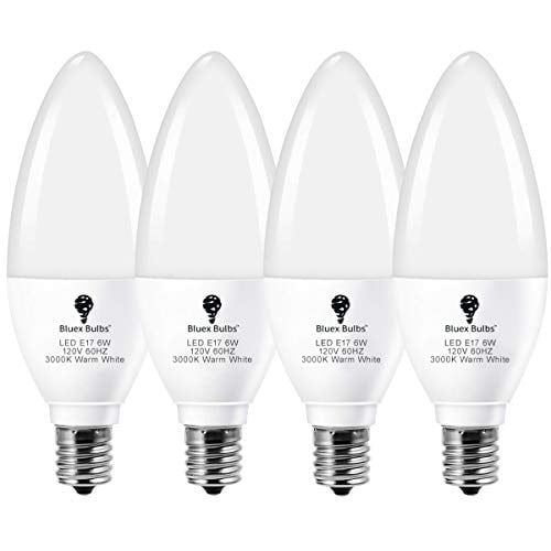 4 Pack E17 Led Bulb 6w Candelabra Bulbs 3000k Warm White 650lm 60w Equivalent Light For Ceiling Fan Chandelier Kitchen Fixtures Dinning Candle Com - What Light Bulbs Do Ceiling Fans Use
