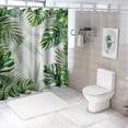 thumbnail image 7 of Orinice Bathroom shower curtain set tropical green leafy summer plant palm turtle bamboo banana leaf jungle nature plant watercolor fabric bathroom decoration 36x72, 7 of 7