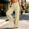 thumbnail image 4 of Women's High Waist Button Wide Leg Pants Loose Casual Trousers With Pockets For All, 4 of 6