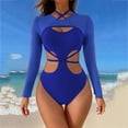 thumbnail image 2 of ANINEO Women Swimwear One Shoulder Hollowed Out Swimsuit Removable Solid Color Swimsuit Classic Hawaii Summer Tropical Brazilian Beachwear, 2 of 8