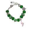 thumbnail image 2 of Delight Jewelry Silvertone 3-D Pink Ice Skate - Green Irish Luck Bead Charm Bracelet, 7.5", 2 of 4