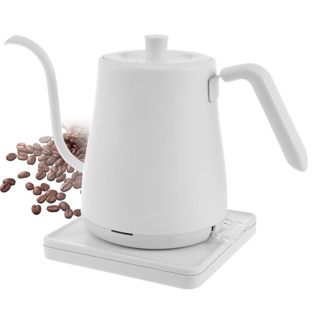MesaSe Electric Gooseneck Kettle 1000W Stainless Steel Anti Drying Water Boiler Auto Shut Off Gooseneck Tea Kettle with Base White