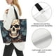 thumbnail image 3 of Balery Vintage Leaf Flower Skull Bolsa Tote Estilo Estético con Cremalleras, Bolsa de Hombro, Bolsa de Compras Grande y Plegable, 3 of 8