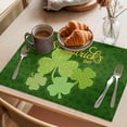thumbnail image 3 of Happy St Patrick's Day Placemats Set of 12 Lucky Shamrocks Farmhouse Green Leaf Place Mats Indoor Wipeable Table Mats Washable Dining Table Placemats for Kitchen Holiday Party Home Decor 13x19 Inch, 3 of 9