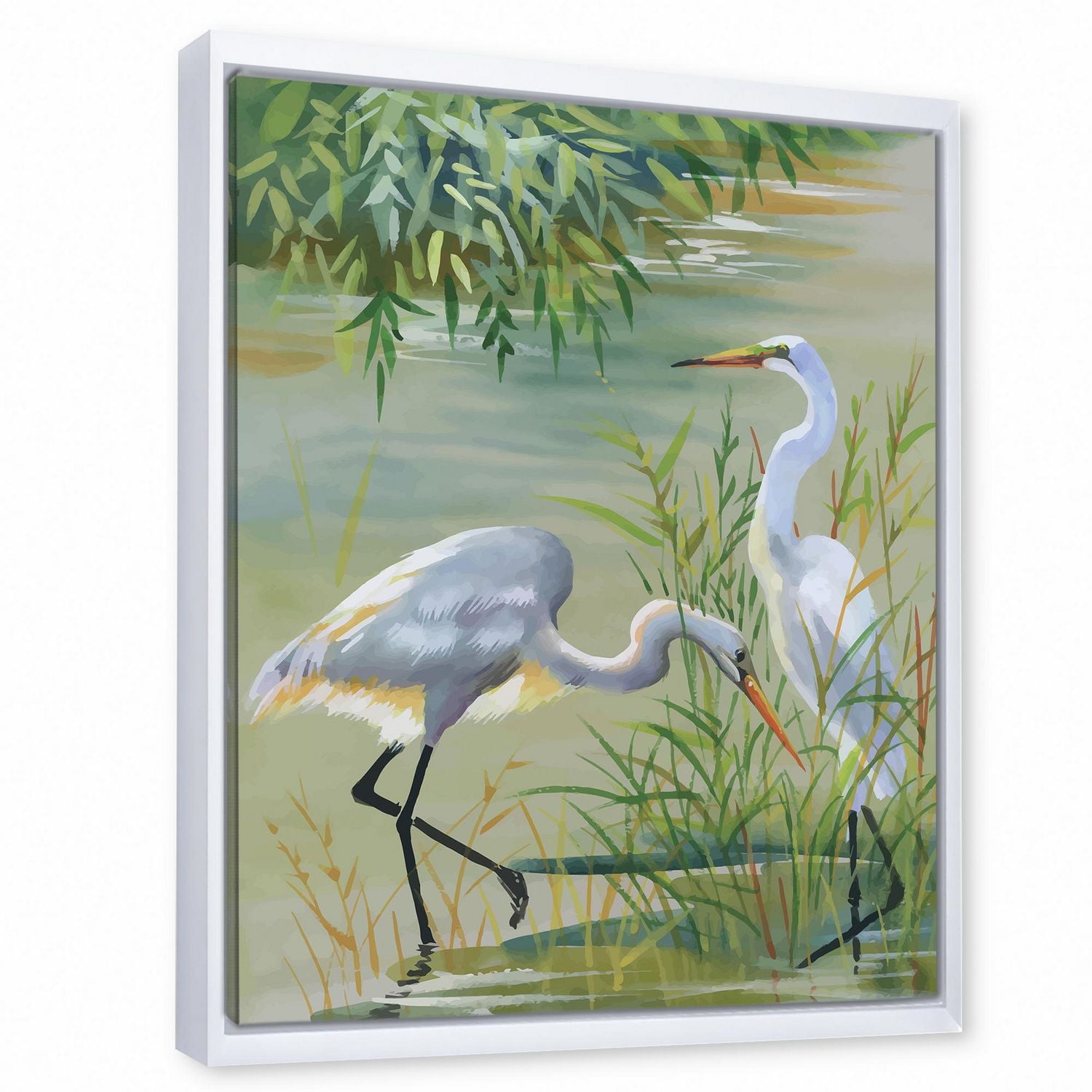 Designart Heron Birds I FLOAT FRAME WALL ART