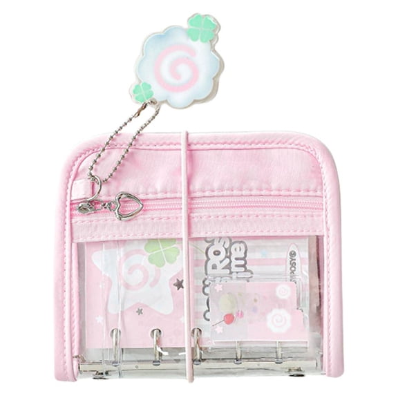 Refillable 5 Rings Binder Notebook with Refill Paper 5 Holes Binder Planner 12.3x9.8CM Cartoon PVC 5 Rings Binder Covers