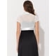 thumbnail image 4 of Satén Shrug Bolero Cap Sleeve Business Open Front Crop Cárdigan Allegra K para mujer blanco XL, 4 of 5