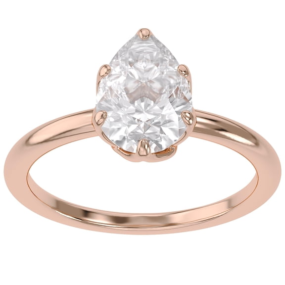 AFFY IGI Certified 6-prong Solitaire Engagement Ring for Women, 1.90 Carat (ctw) Pear and Round Lab Grown Diamond Ring In 14K Solid Rose Gold F-G Color, VS-SI Clarity Jewelry Size-10