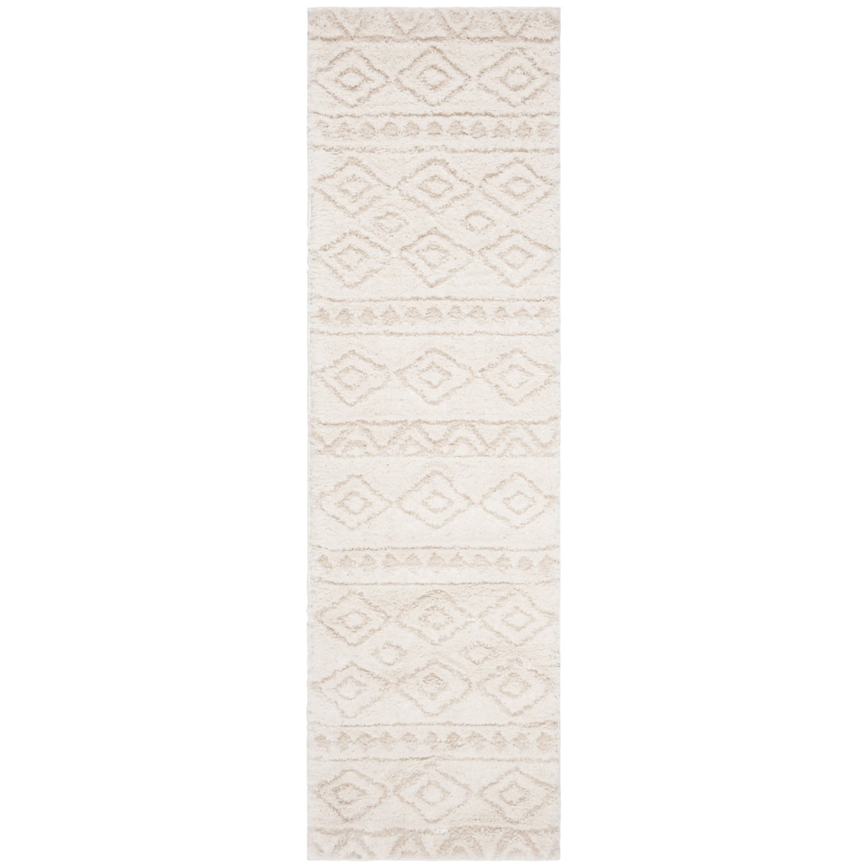 SAFAVIEH Sparta Siomha Geometric Polyester Shag Area Rug, Ivory/Beige, 4' x 6'