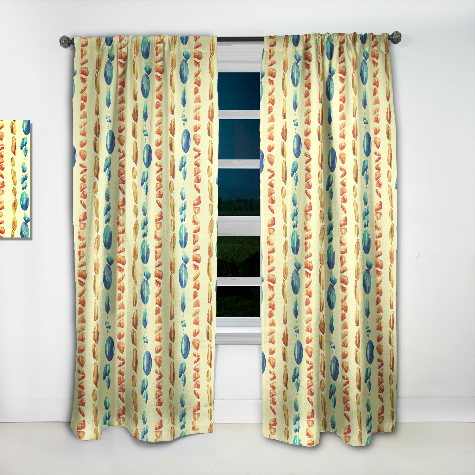 Designart 'Natural Semiprecious Stones Of Beads' Bohemian & Eclectic Curtain Panel