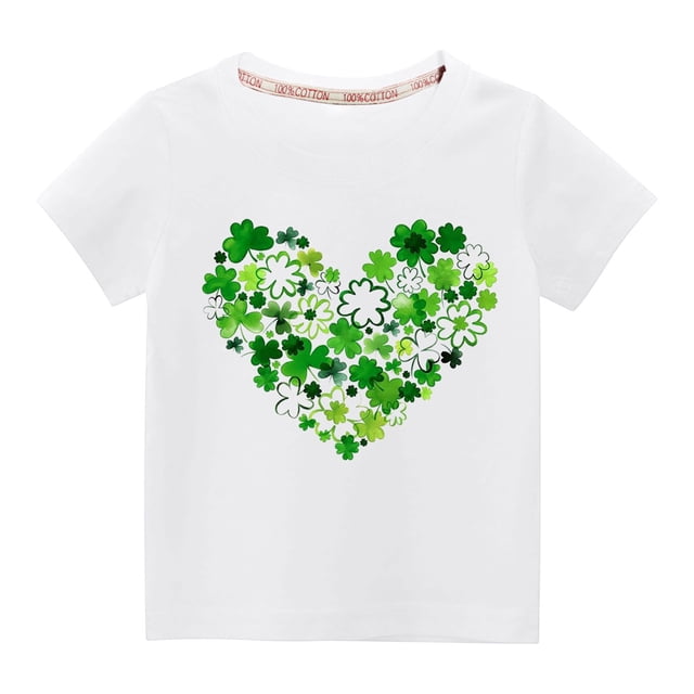 Qiopertar Haut à Manches Courtes Imprimé Col Rond Mignon Mode pour Enfants Garçons Filles en Solde à Moins de 5$ en Solde