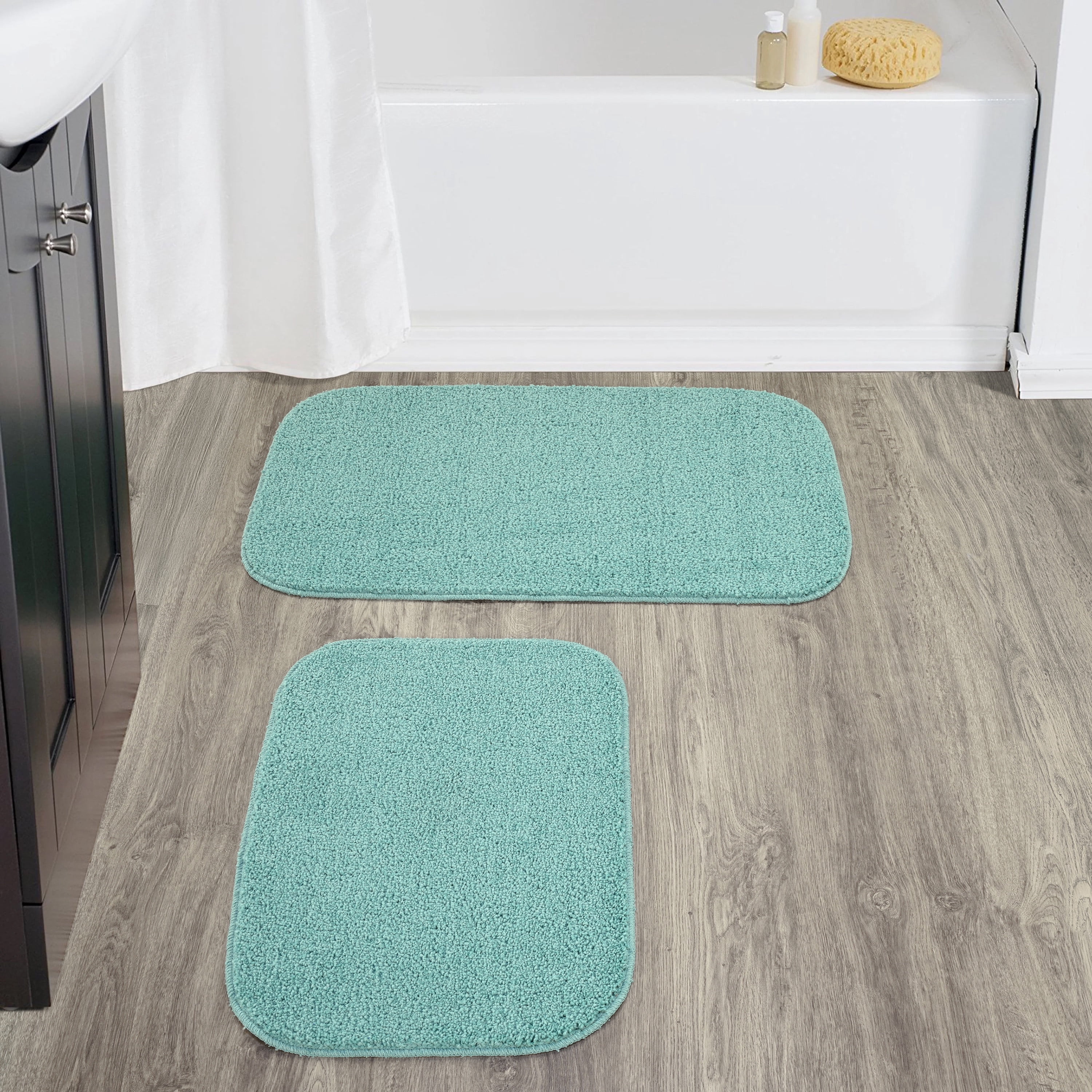 Garland Rug Sedona Washable Bath Rug Set, 2 Piece (21"x34" & 17"x24") Sea Foam