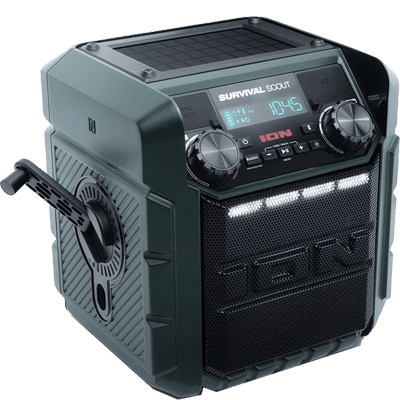 Ion Audio iPA95 Survival Scout Solar-Charging Emergency Weather Radio with Powerful Sound and Bluetooth