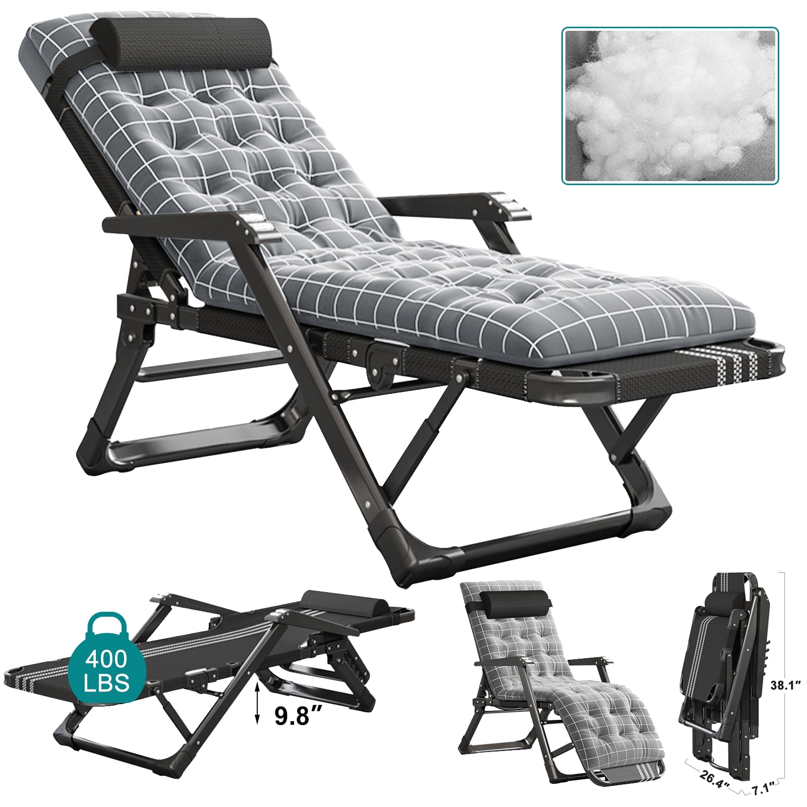 Lilypelle 75" Folding Camping Cot Bed, Adjustable 6Position Adults