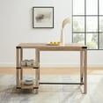 thumbnail image 2 of Walker Edison Modern Rustic Wood and Metal X Kitchen Island, White Oak, 2 of 10