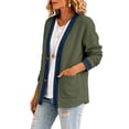 thumbnail image 4 of Stralyhd Jean Jacket Women Long Sleeve 2026 Autumn Casual Denim Jacket Short Waffle Jean Coats Light Button Down Cardigan with Pockets Dark Green XXL, 4 of 5