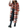 thumbnail image 2 of Femmes Mode Outwear Plaid Imprimé Revers à Manches Longues Veste Longue Trench-Coat, 2 of 9