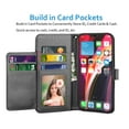 thumbnail image 3 of iPhone 12 Pro Wallet Case, iPhone 12 6.1" Leather Cases, Njjex [Kickstand] Luxury PU Leather Wallet Case Flip Folio Cover [Card Slots] [Wrist Strap], 3 of 8