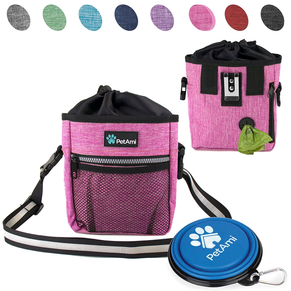 Kibble Dog Treat Pouch for Small Poop Bag Dispenser and Dog Treat Training Pouch Bag for Pet Toys Treats,4 Ways to Wear Medium Large Dogs with Waist Shoulder Strap 