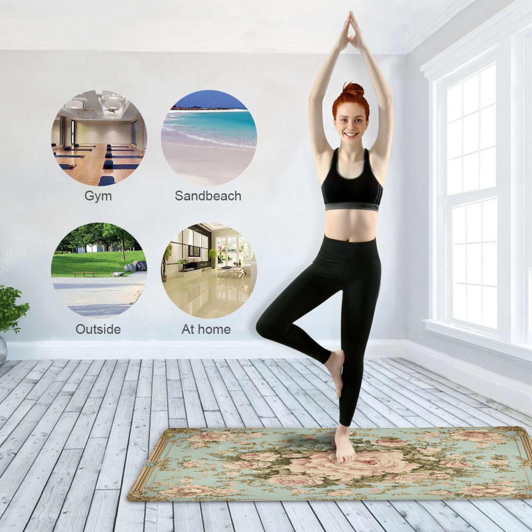BZSMCE Yoga Mat Women Blossom Design Pattern Fitness Mat