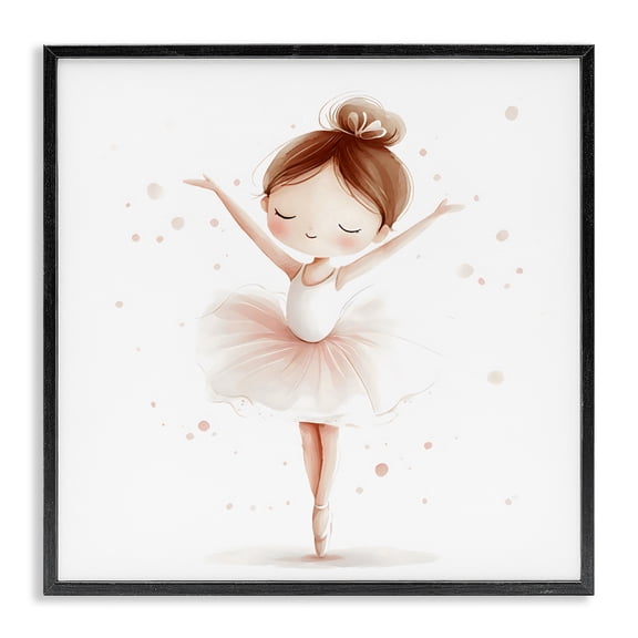 Stupell Industries Cottage Delicate Little Ballerina Girl Black Framed Giclee Art, 12 x 12, by Creative Studio