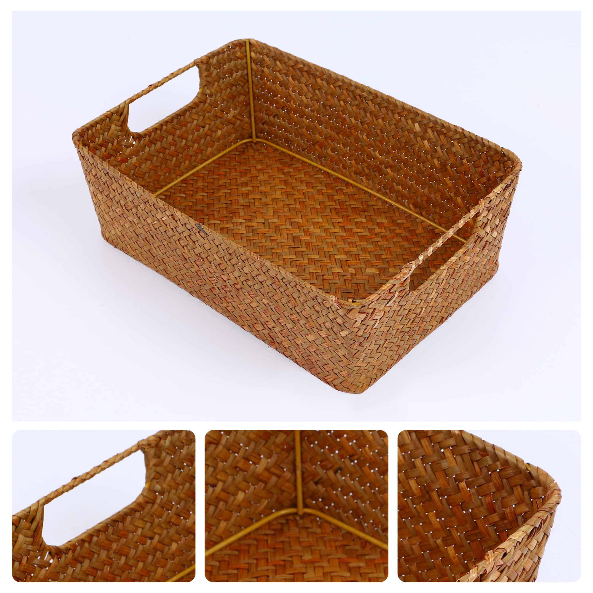 Unique Bargains 1 Pack Wicker Basket for Organizing and Storage Brown 13.4*9.1*4.3in
