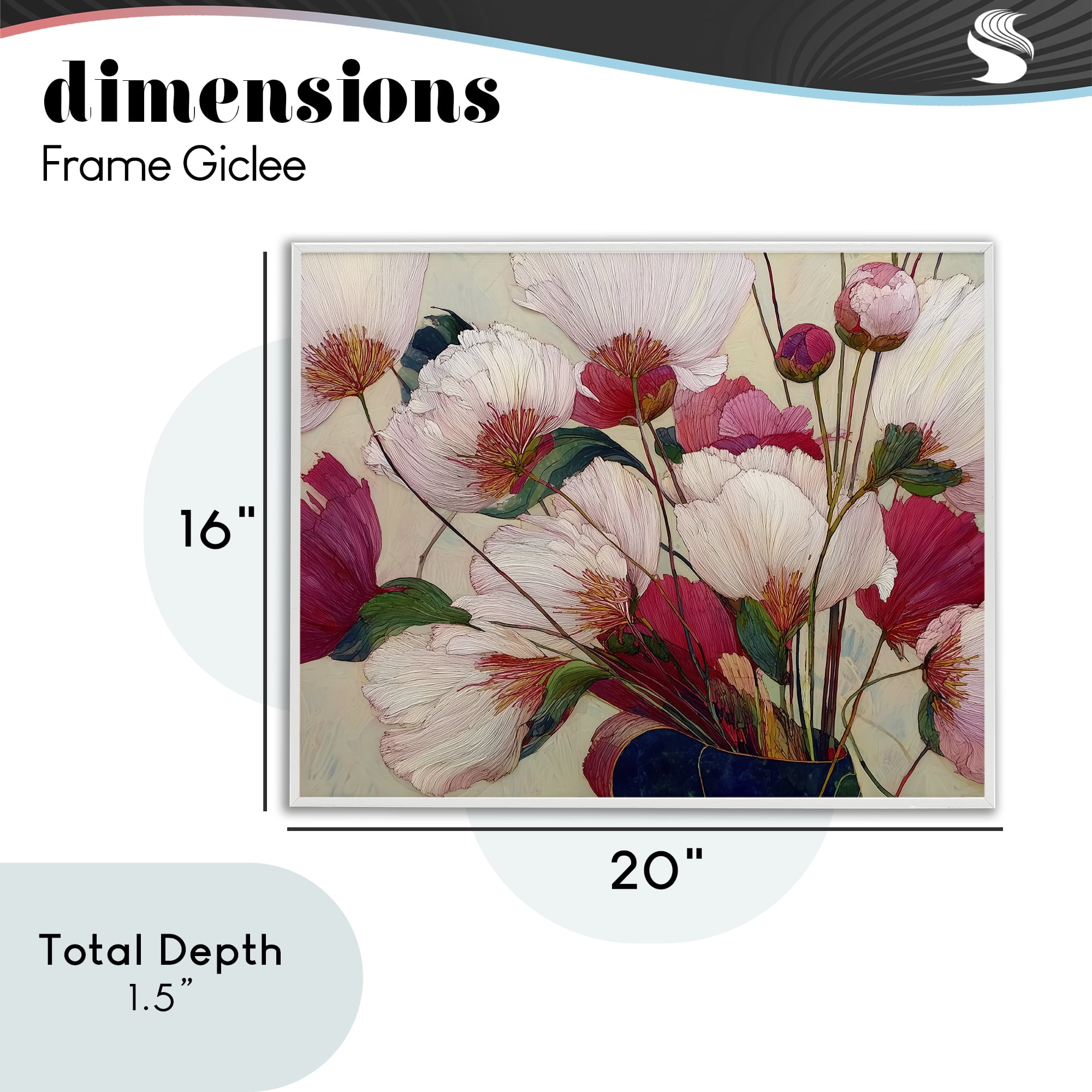 Lush Haiku Pink & White Flowers White Framed Giclee Art, design by Annabelle Hall