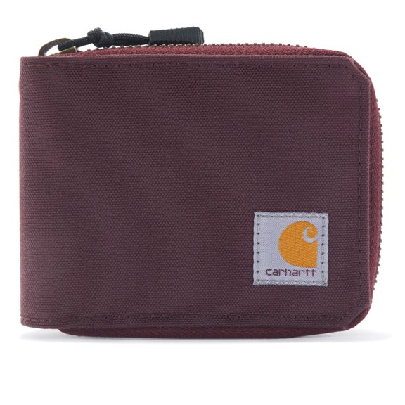 Billetera Carhartt para hombre de nylon Duck con cierre, color vino profundo