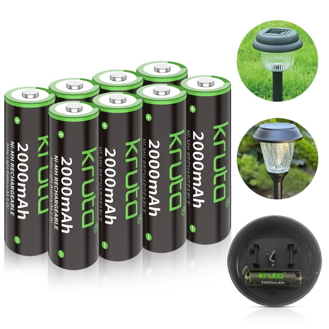 Batería Kruta AA, 1,2 V, 2000 mAh, NiMH, recargable, paquete de 8