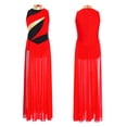 thumbnail image 3 of inlzdz Kids Girls Lyrical Dance Dress Halter Sleeveless Overlay Chiffon Tulle Skirt Contemporary Dancewear Red 8, 3 of 7