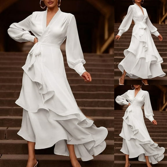 Njagoc3 Womens Off - Shoulder Bell Sleeve Mermaid Dress, Formal Wedding & Prom Outfit