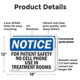 thumbnail image 2 of (2 Pack) For Patient Safety No Cell Phone Use In OSHA Notice Sign 18 Inch X 12 Inch Plastic Sign, Weather Resistant, UV Protected for Workplace, Business, and Construction Site, Made in, 2 of 8