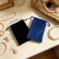 thumbnail image 3 of Jewellery Bags, Flock Velvet Jewellery Pouches, Portable Drawstring Pouch, Small Jewellery Bags Pouches for Wedding, Party, Valentine'S Day, Anniversary, Father's Day Home Gifts, 1Pc(Black,3.5x2.7"), 3 of 9