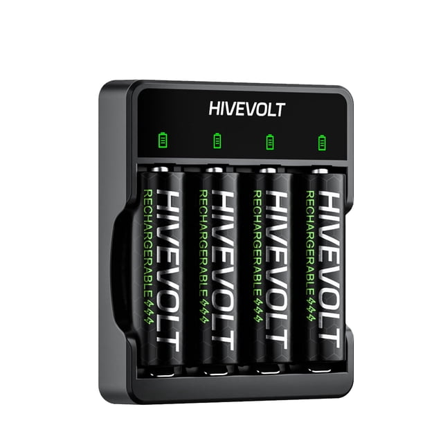 Pilas AA recargables HIVEVOLT 2800 mAh con cargador x4