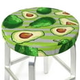 thumbnail image 3 of Junzan Avocado Green Striped Bar Stool Cover Round Seat Cushion With Elastic Washable And Non Slip Bottom For Barstool Padded Chair Slipcover - 13 Inch, 3 of 7