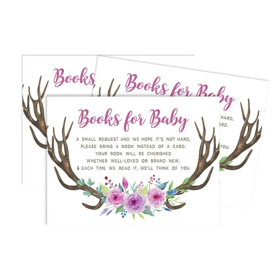 Inkdotpot 30Antler (Girl) Jungle Animals Baby Shower Book Request Cards Bring A Book Instead Of A Card Baby Shower Invitations Inserts Games