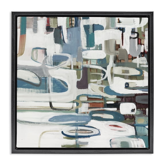 Stupell Industries Contemporary Abstract Geometric Forms Black Floating Frame Canvas Art, 18 x 18, by Lisa Ridgers