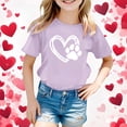 thumbnail image 2 of Toddler Girl Shirts Valentine Day Crew Neck T Shirt Cute Puppy Heart Print Short Sleeve Breathable Fabric Shirts for Girls Purple 11 Years-12 Years, 2 of 4