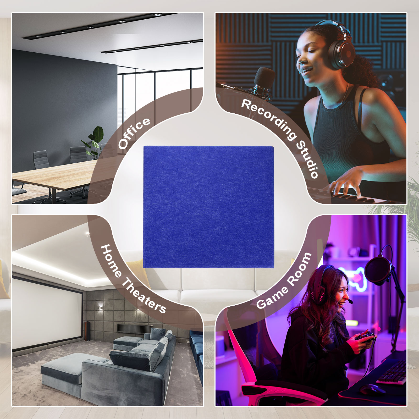Uxcell 10pcs Acoustic Panels 11.8" x 11.8" x 0.3" Square Self Adhesive Sound Proof Wall Panels High Density Sound Deadening Foam Panel for Home Office Recording Room Studio, Dark Blue