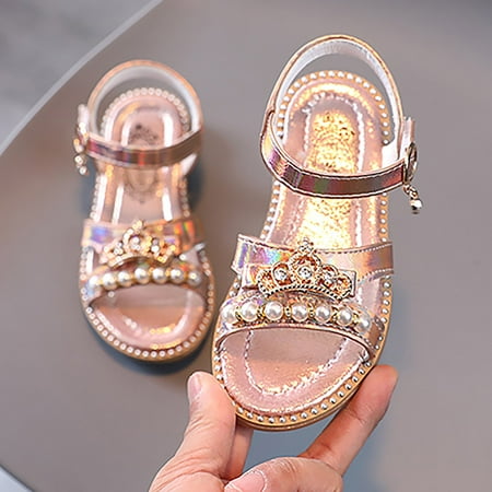 

Gubotare Sandals for Baby Girl Summer Toddler Girl Sandals -Flower Girl Dress Shoes Open Toe Little Kid Summer Flats (Pink 31)