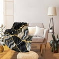 thumbnail image 2 of Throw Blanket Fleece Throw Blanket 60x80in, Abstract Flowing Marble Fluid Art Soft Lightweight Bed Blankets Black and Gold Lines Fuzzy Couch Blankets for All Season, 2 of 6