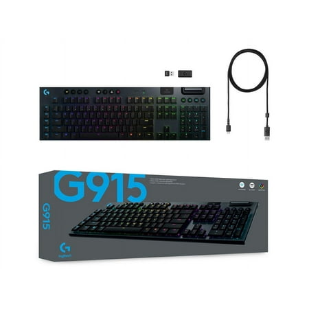 Logitech - G915 LIGHTSPEED Full-size Wireless Mechanical GL Tactile Switch Gaming Keyboard with RGB Backlighting - Black