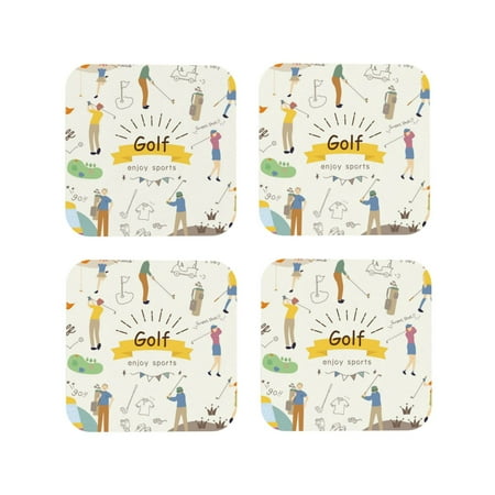 

Tideii Golf Icons And Golfer for Leather Coasters 4 Pieces Anti-fouling and Anti-scalding Decorative Coasters Suitable for Restaurants Kitchens Coffee Shops-Square
