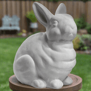 Terracotta Kneeling Rabbit Figurine, Gray Decorative Bunny Statue for Home Décor