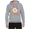 thumbnail image 2 of Wild Bobby Retro Better Together Daisy Smiley Face Checkered Background Vintage Unisex Hoodie Sweatshirt, Heather Grey, X-Large, 2 of 6